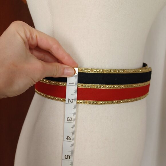 Vintage 80s St. John Sparkly Leather Waist Belt, Size 4, 28\